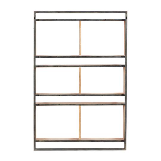 Brown Wood Industrial Wall Shelf, 35" x 24" x 6"